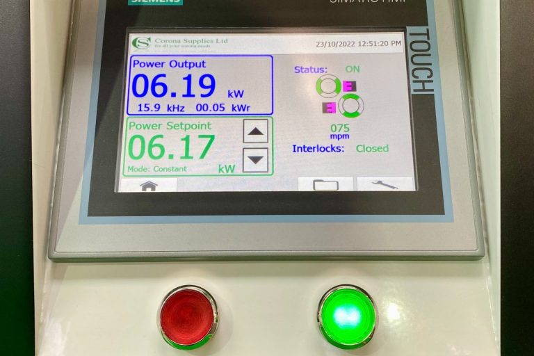 CSR+ control panel with a digital display showing power supply parameters