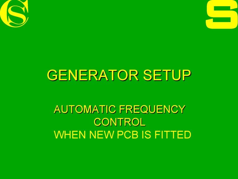 Power Point slide displaying "Generator Setup" and "Automatic Frequency Control" text.