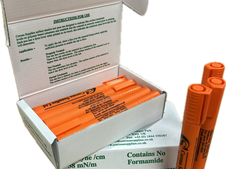 Box of orange Quicktest dyne pens with information sheet and three pens partially visible.